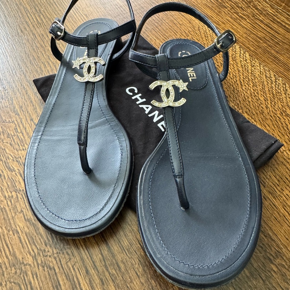 Chanel Interlocking CC Logo Sandals
